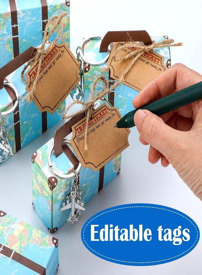 Singhoow 36 Set World Map Mini Suitcase Favor Boxes Party Favor Candy Box with Earth Airplane Keychains and Travel Ticket for DIY Surprise Wedding Bridal Shower Decorations and Family Trips Away - Image 5